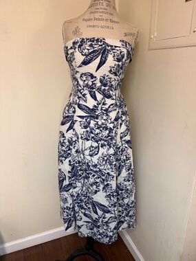 Abercrombie & Fitch Blue Floral Offshoulders Dress Size S